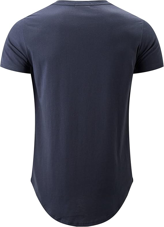 KLIEGOU Mens 100 Cotton Hipster Hip Hop Longline Crewneck T-Shirt